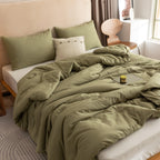 Rosgonia Comforter Full Size For Girls Boys Teens Olive Green, 3Pcs (1 Olive Comforter & 2 Pillowcases), Lightweight Dorm Beddin