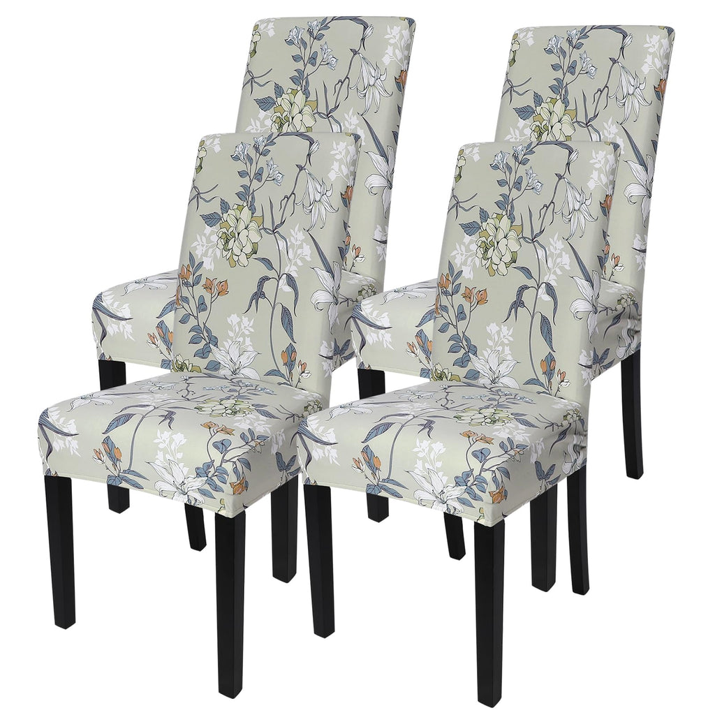 Searchi Printed Dining Room Chair Covers Set Of 4, Stretch Kitchen Chair Covers Washable Parsons Chair Slipcover Removable Dining Chair Protectors For Hotel,Ceremony(Floral Pattern4)