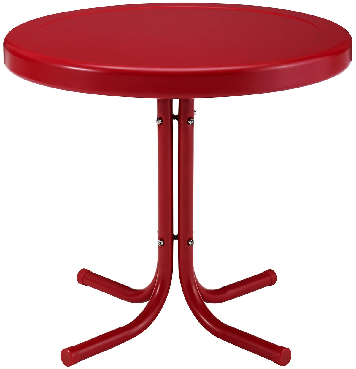 Crosley Furniture Griffith Weather Resistant Retro Metal Outdoor Side Table for Patio, Deck, Porch, Red