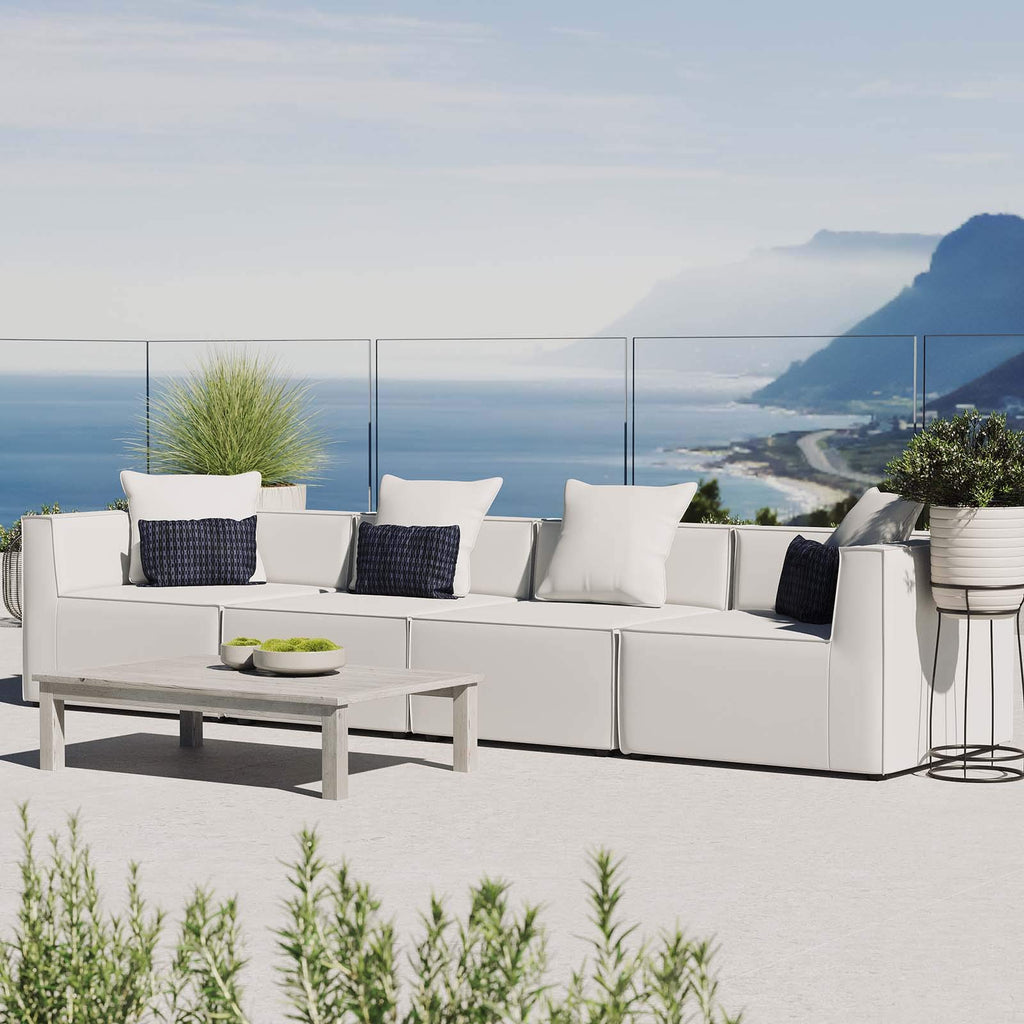 Modway Eei-4381-Whi Saybrook Outdoor Patio Upholstered 4-Piece Sectional Sofa, White
