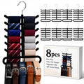 Kathfly Tie Hanger Organizer Multilayer Black Velvet Tie Holders for Closet