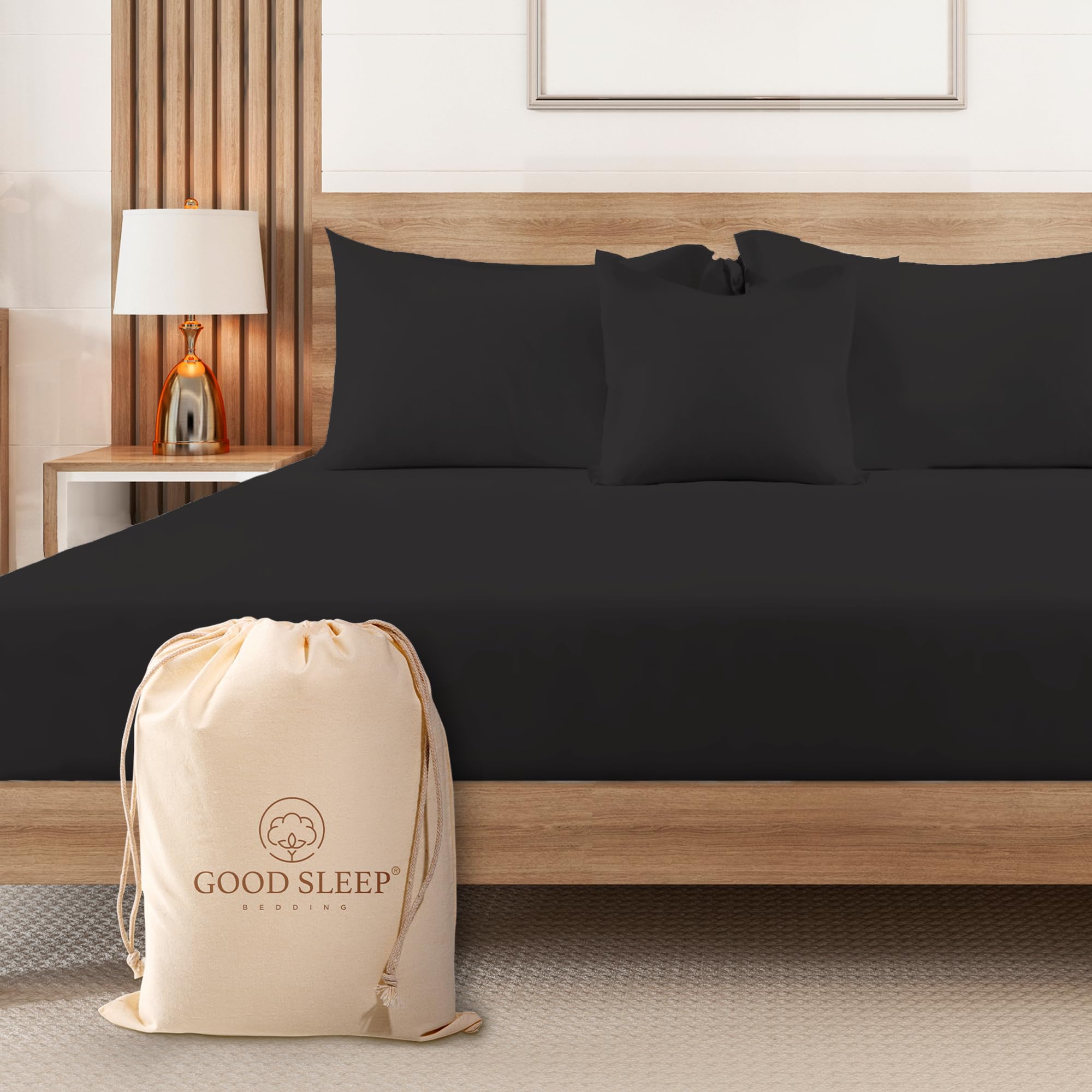 Good Sleep Bedding King Fitted Sheet Only - Soft & Breathable Fitted Sheet King, 1000 Threadcount King Size Fitted Sheets With D