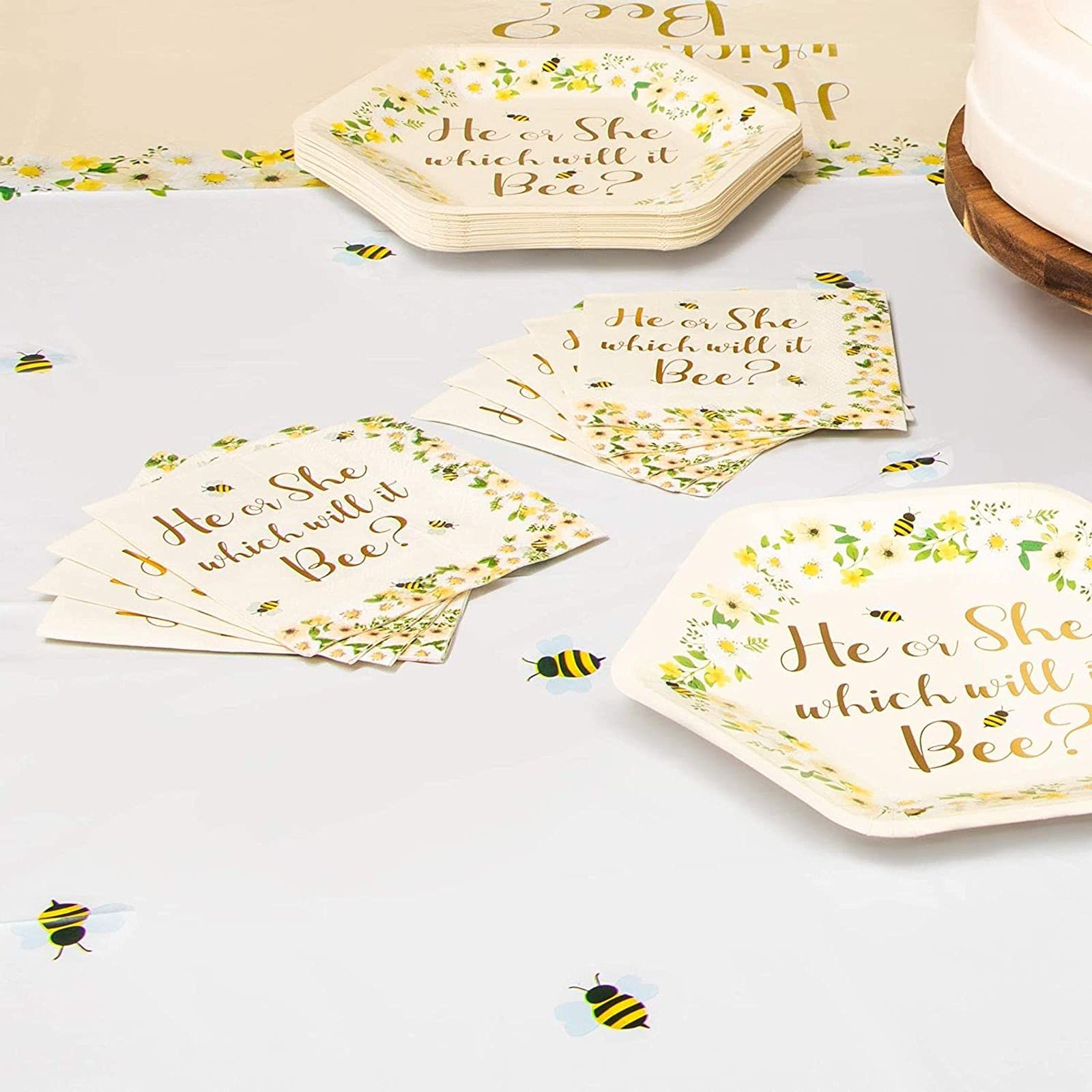 Sparkle And Bash Bee Gender Reveal Party Supplies, Paper Napkins (5 X 5 In, 50 Pack)