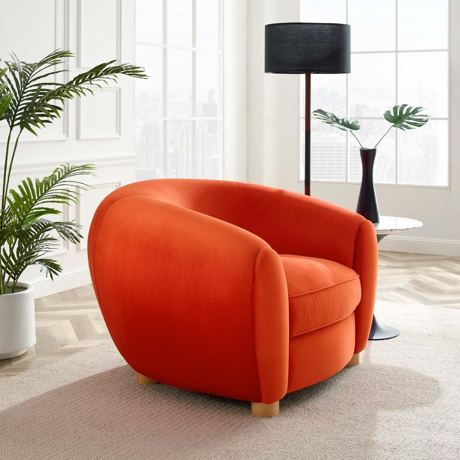 Modway Abundant Performance Velvet Accent Armchair, Orange