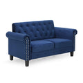 Furinno Bastia Vintage Modern Chesterfield Button Tufted Loveseat/Sofa Couch For Living Room, Navy Velvet