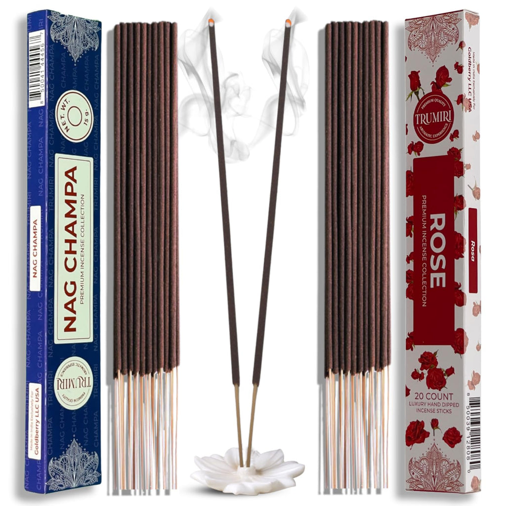 Trumiri Incense Sticks - Combo Pack of 35 Insence-Sticks - 15 Nag Champa + 20 Rose - Insenses - Insents - Incents - Inscense - I