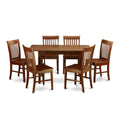 East West Furniture Norfolk 7 Piece Room Set Consist of a Rectangle Wooden Table with Butterfly Leaf and 6 Kitchen Dining Chairs, 32x54 Inch, Mahogany