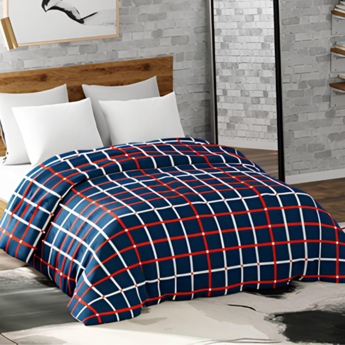 haus & kinder Flannel Double Blankets 450 GSM Reversible Fur Blanket for Extra Warm, AC Room, Kids, Adults, All Season | Anti Fu
