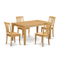 East West Furniture CAAV5-OAK-W 5 Piece Kitchen Table Set for 4 Includes a Rectangle Dining Room Table and 4 Solid Wood Seat Chairs, 36x60 Inch, Oak