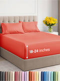 Extra Deep Pocket King Sheets - 4 Piece Breathable & Cooling Bed Sheets - Hotel Luxury Bed Sheet Set - Soft, Wrinkle Free & Comfy - Easily Fits Extra Deep Mattresses - Deep Pocket Coral Sheets Set