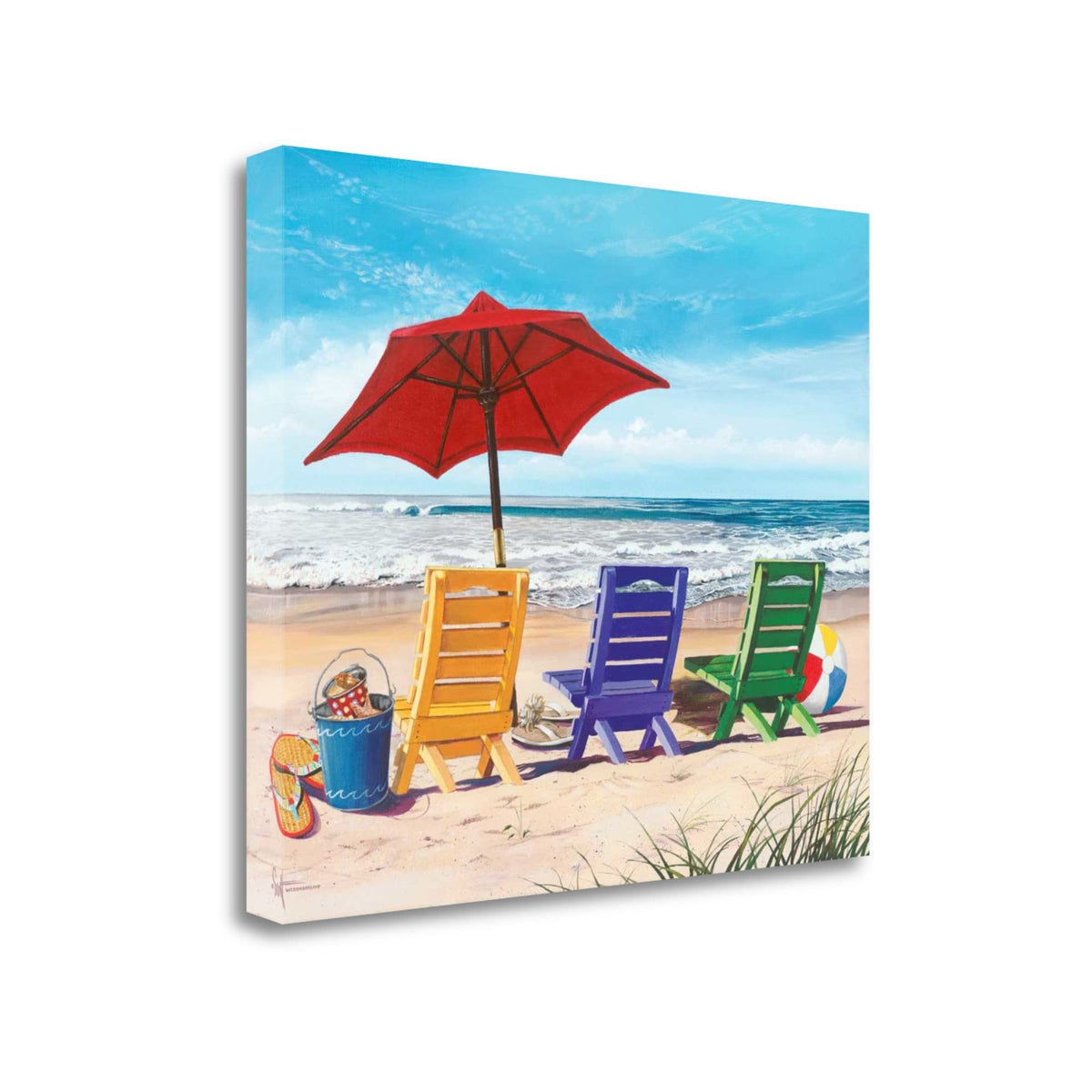 24' Bright and Colorful Beach Ready Setup Print on Gallery Wrap Canvas Wall Art