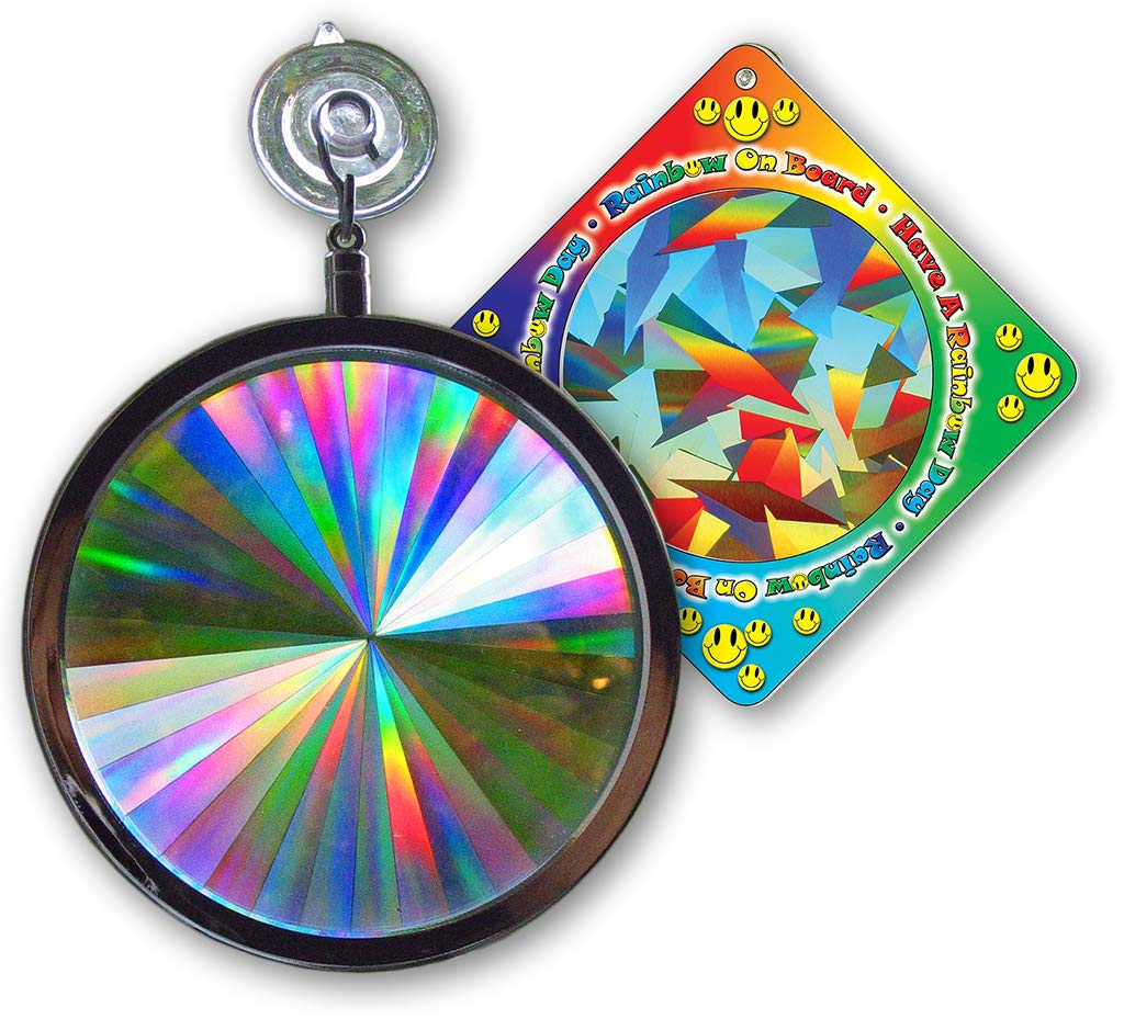 Rainbow Symphony- Rainbow Prism Suncatcher For Window, Axicon Pattern, With Bonus Board Sun Catcher, Made In Usa