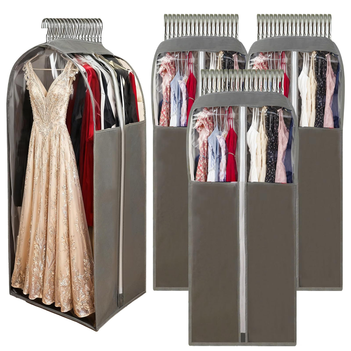 15 Gusseted Long Dress Covers for Gowns,Garment Bags for hanging clothes