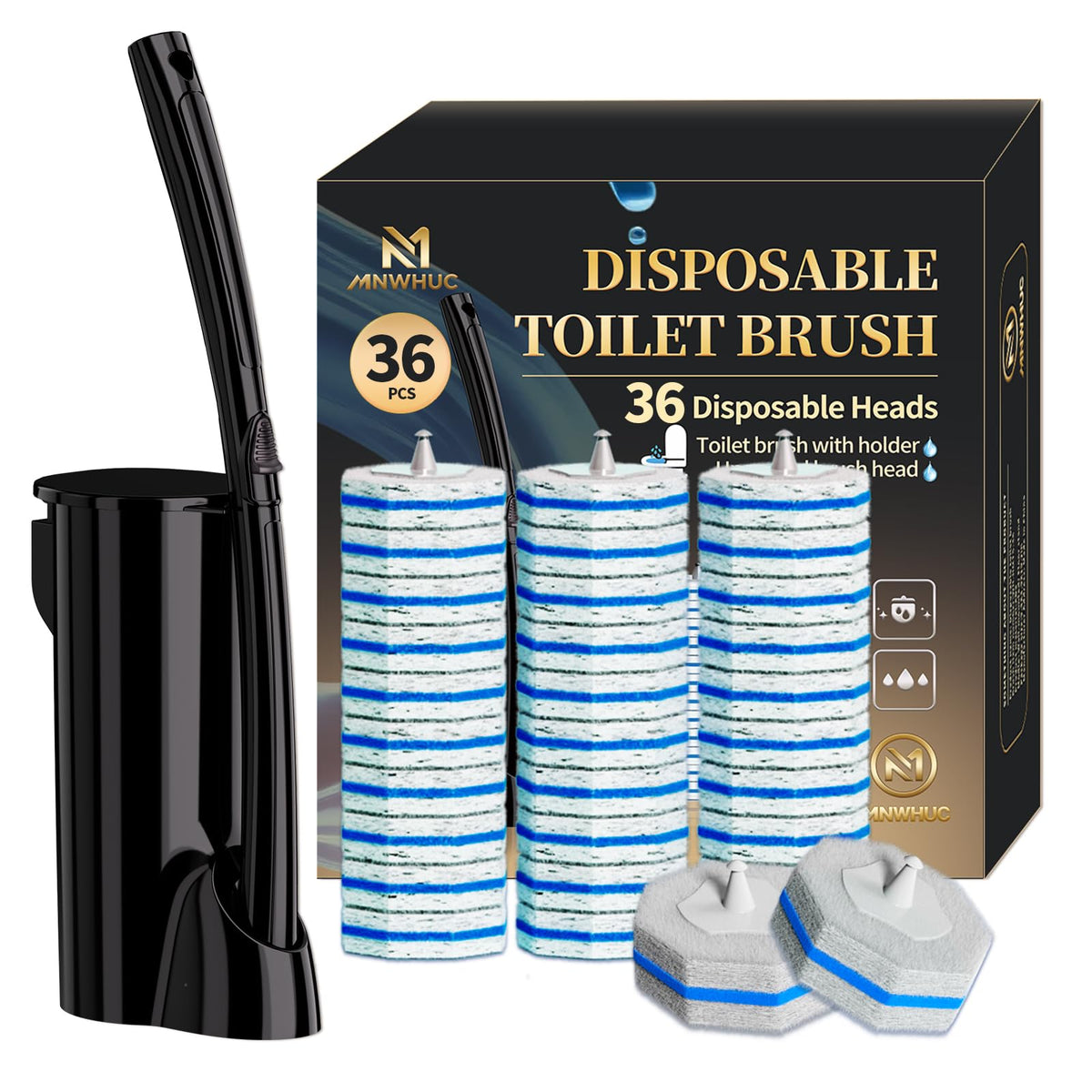 Disposable Toilet Bowl Brush with 36 Count Refills, Toilet Cleaning Stick,Toilet Bowl Cleaner Holder and Set, Toilet Cleaning Sy