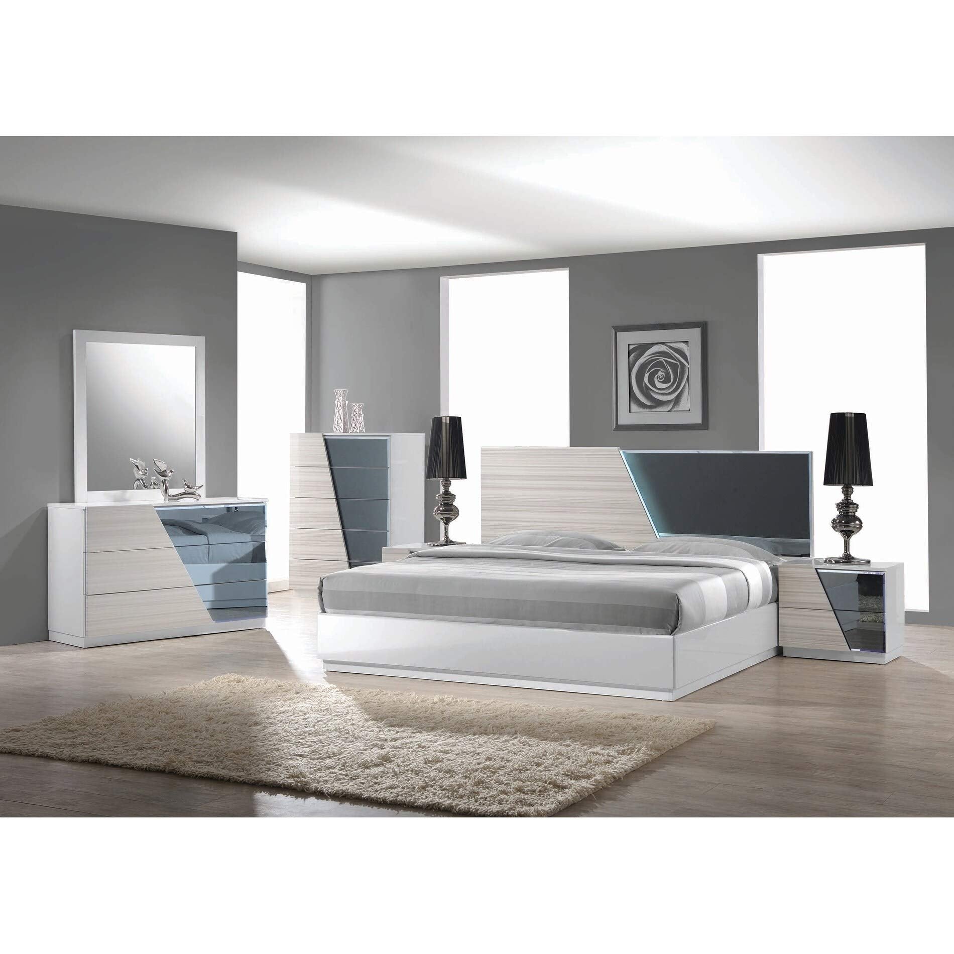 Best Master Manchester Poplar Wood Queen Platform Bed In Zebra/Gray