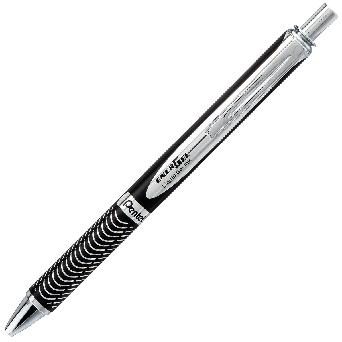 Pentel Retractable Energel Gel Pens, Metal Tip, 0.7Mm, Black Ink (Bl407A-A)