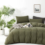 Karever Olive Green Comforter Set Cal King Size Solid Green Comforter 3 Pieces Soft Dark Green California King Comforter Bedding