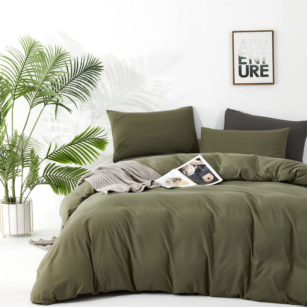Karever Olive Green Comforter Full Size Solid Green Comforter 3 Pcs Soft Dark Green Full Size Comforter Bedding Set For All Seas