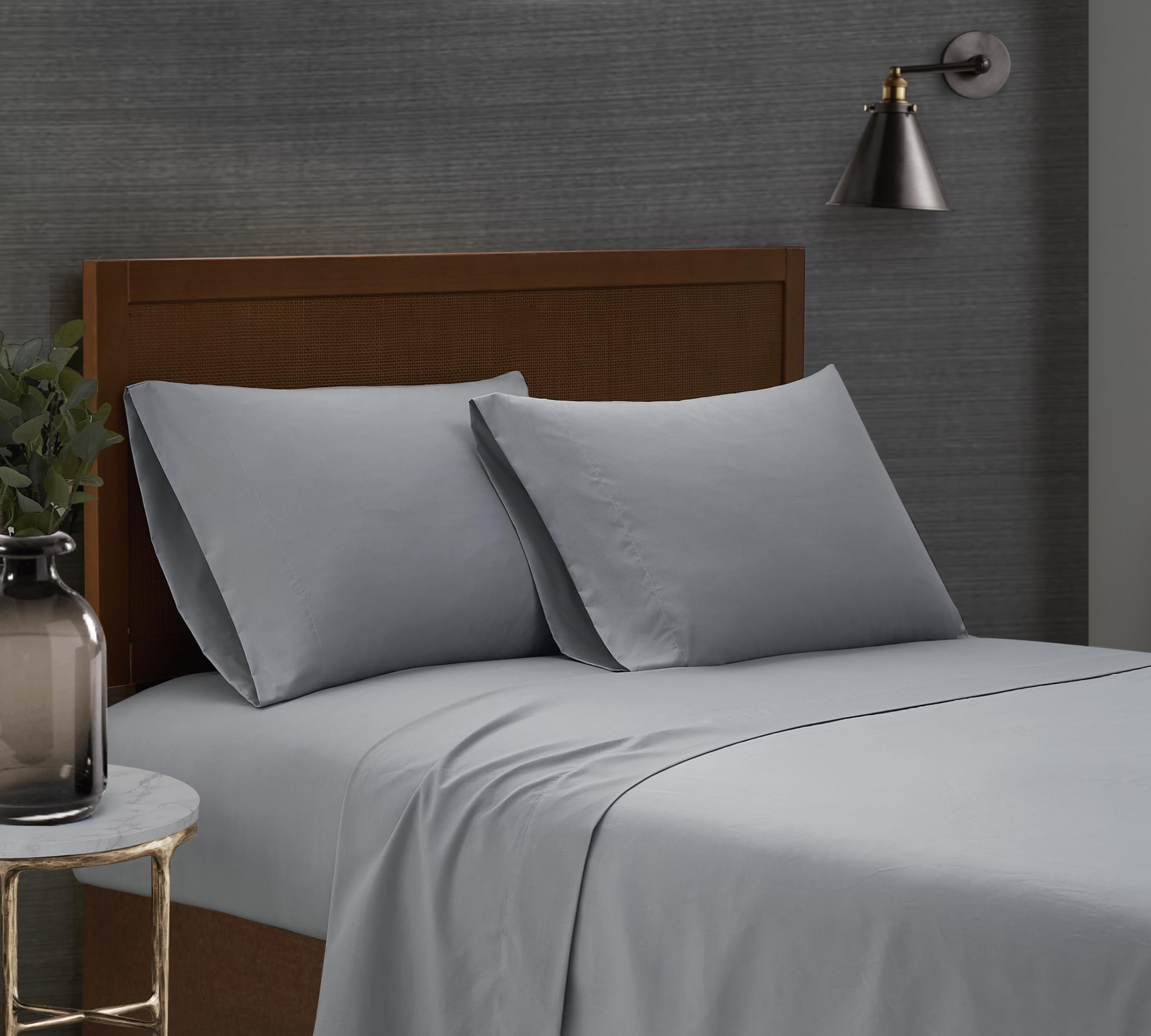 London Fog  Garment Wash Solid Queen 6 Piece Sheet And Pillowcase Set  Soft Microfiber Fabric  Grey