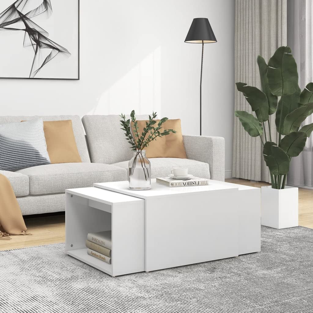 vidaXL Nesting Coffee Table Set 3 Piece Chipboard Side End Table Multi Colors