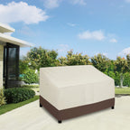 Easy-Going Waterproof Outdoor Loveseat Cover, Heavy Duty 2-Seater Patio Couch Cover, Windproof Outdoor Furniture Cover With Air Vent (58Wx32.5Dx31H Inch, Beige/Dark Brown)