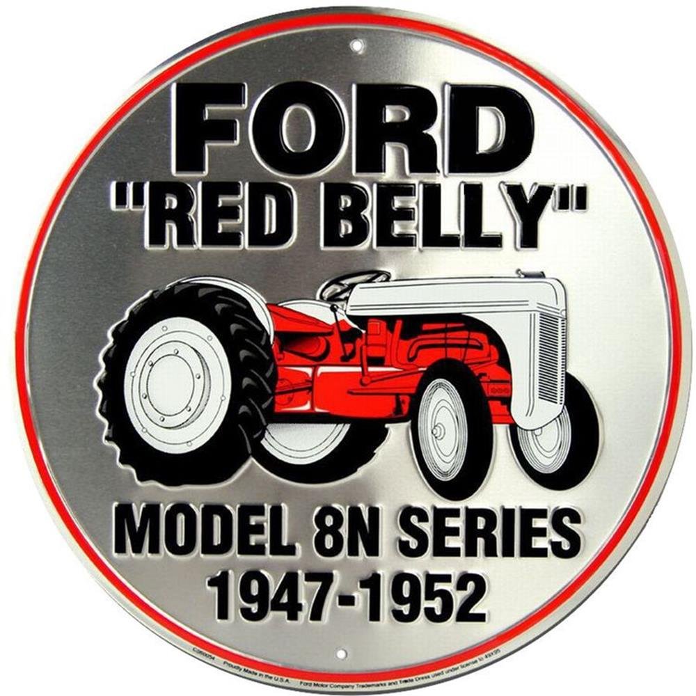 Signs 4 Fun Round Sign  Ford Red Belly Sign  12 Diameter  Embossed Aluminum Sign  Made in the USA