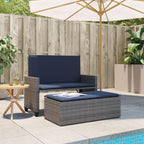 vidaXL Patio Bench with Cushions and Footstool ?Outdoor Loveseat Sofa Bed, Gray Poly Rattan ?Garden, Patio, Deck Furniture
