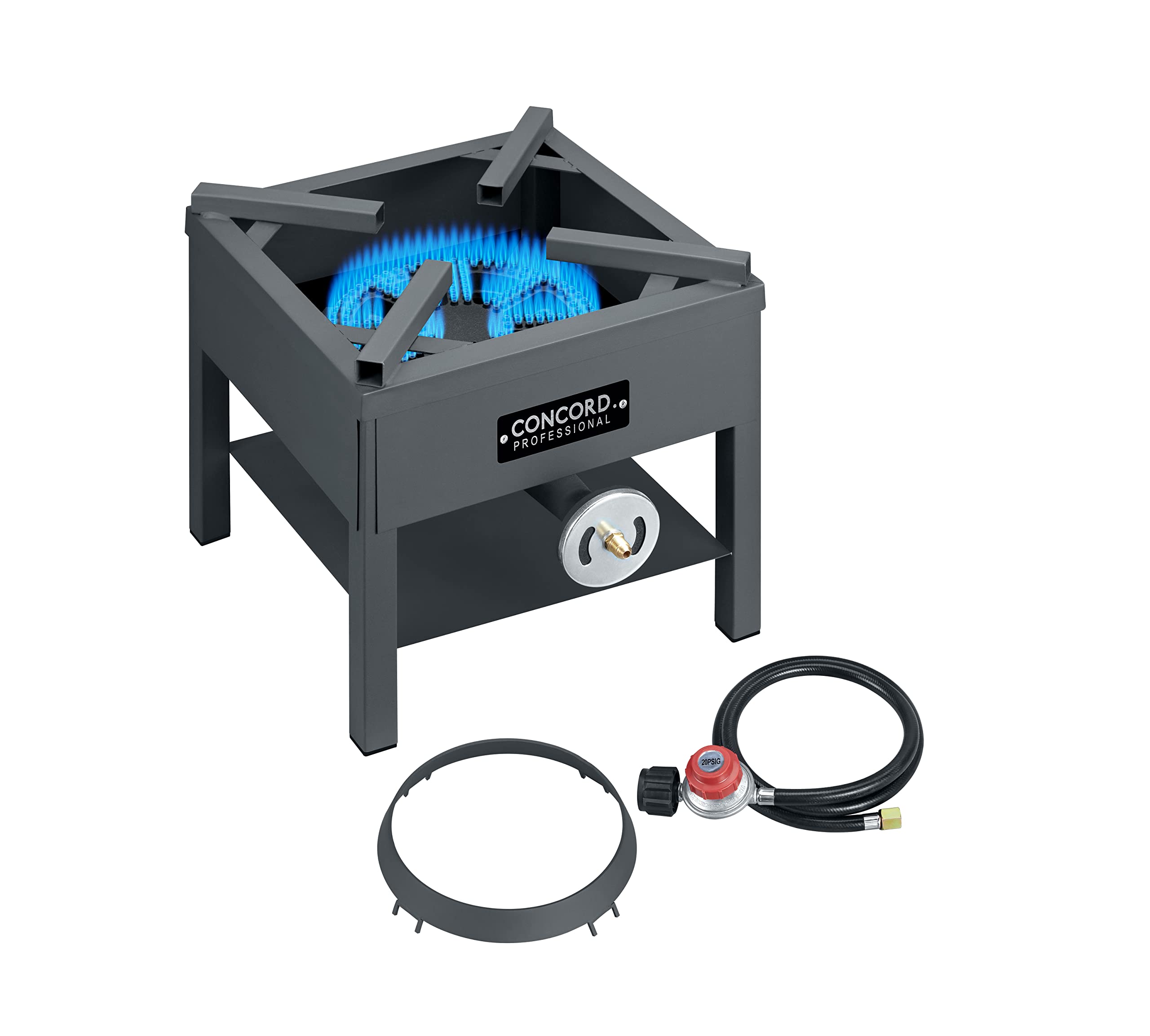 Concord Professional Single Banjo Wok Burner With Stand. Up To 270,000 Btu. Great For Home Brewing, Wok Stir Fry, Turkey, Etc. (