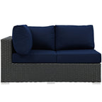 Modway EEI-1858-CHC-NAV Sojourn Wicker Rattan Outdoor Patio Sunbrella Fabric Left-Arm Loveseat in Canvas Navy