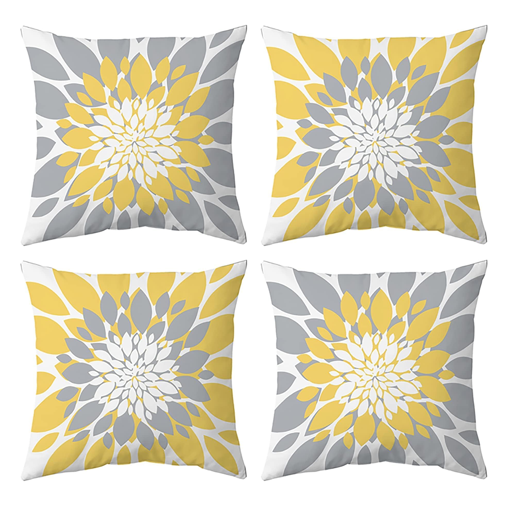 Qahing Pack Of 4 Fall Outdoor Waterproof Pillow Covers 16X16 Decorative Outdoor Throw Pillows Garden Square Cushion Cases For Pa