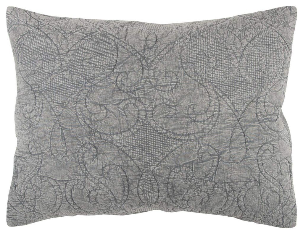 Rizzy Home | BQ4566 | Polyester Quilt | 106"x92" Gray/Black/Nuetral Solid