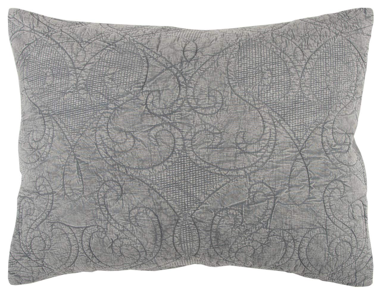 Rizzy Home | BQ4566 | Polyester Quilt | 90&quot;x92&quot; Gray/Black/Nuetral Solid