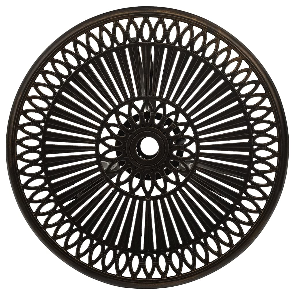 vidaXL Cast Aluminum Patio Table, Round Outdoor Table with Umbrella Hole, Bronze, 24.4&quot;x25.6&quot;, Weather Resistant, Stable and Sturdy, Suitable for Patio, Garden, Yard