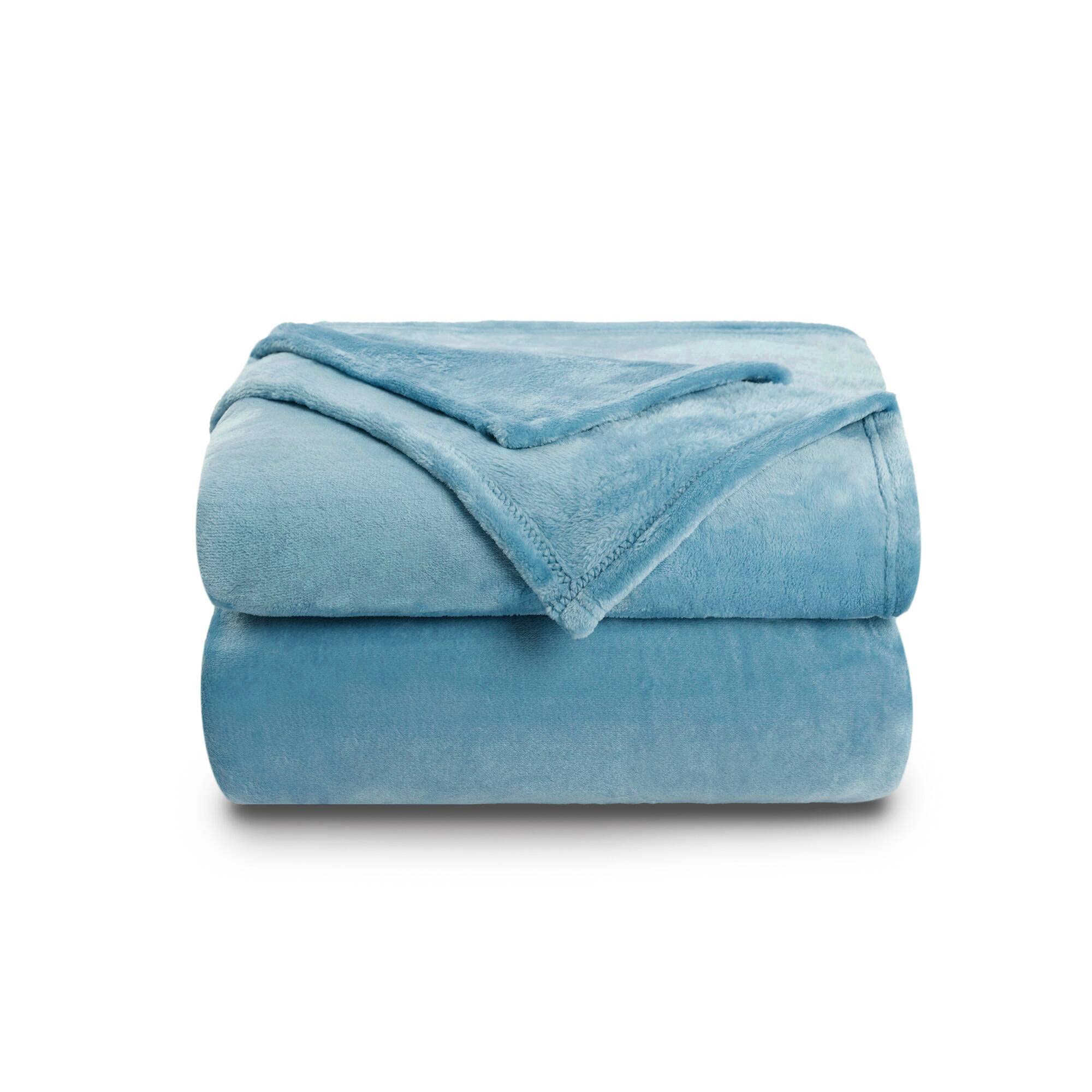 Nanpiper Fleece Blankets Super Soft Flannel Queen Size Blanket For Bed Luxury Cozy Microfiber Plush Fuzzy Blanket,Light Blue