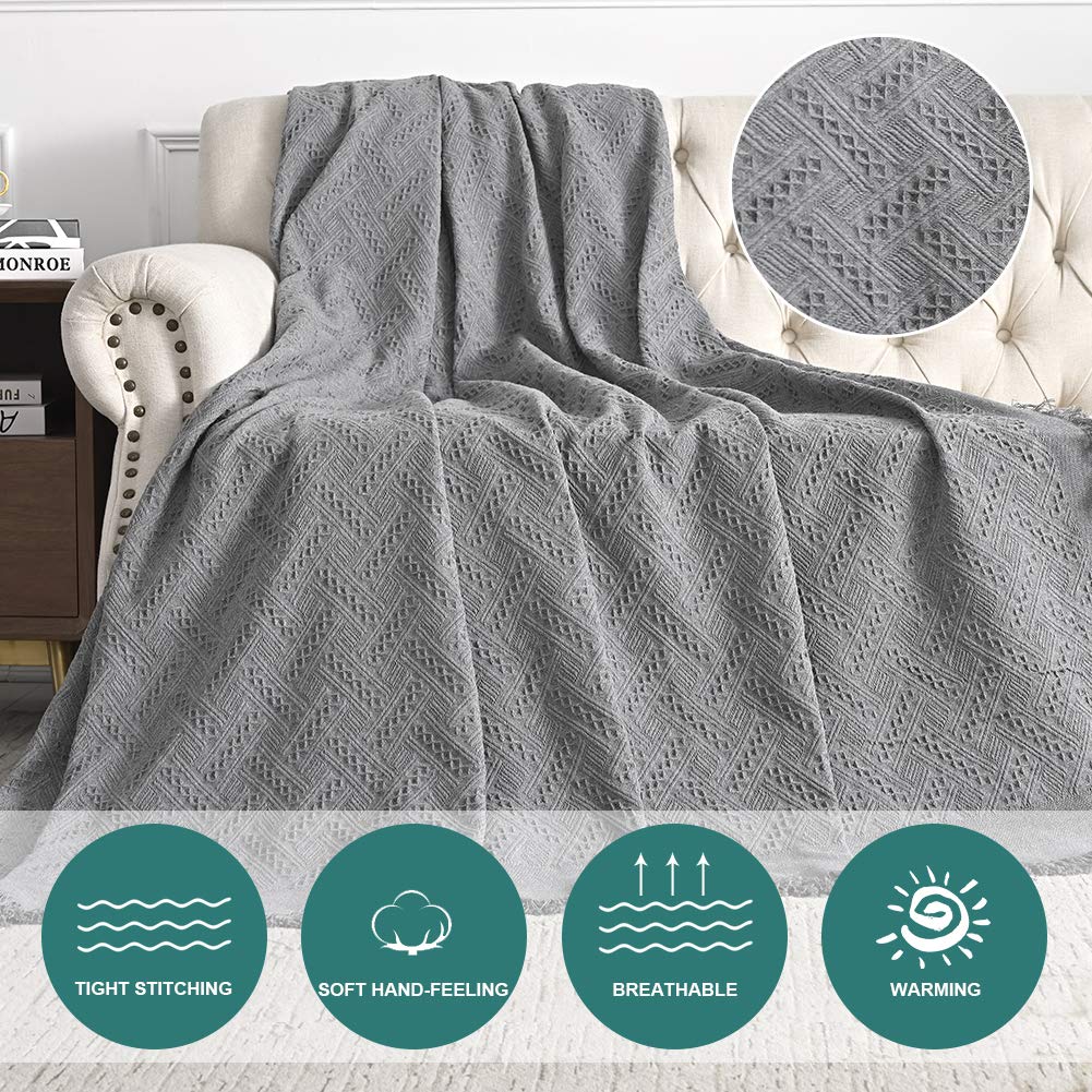 Mysky Home Couch Cover Sofa Covers For 2 Cushion Couch Sofa Protector Geometrical Couch Cover Living Room Sofa Throws Sofa Slipcovers For Pets, Kids(Large, 71' X 102', Grey)