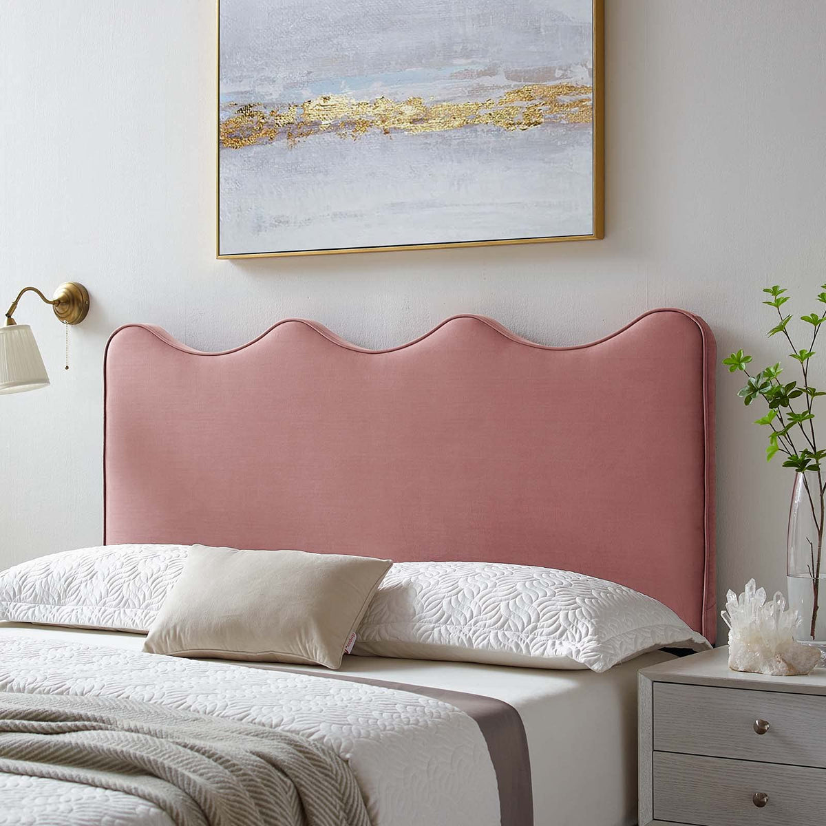 Modway Athena Performance Velvet Twin Headboard in Dusty Rose