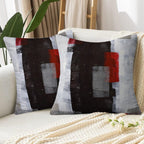 Alricc Red And Grey Pillow Cover, Modern Black White Decorative Throw Pillow Cushion Cover For Bedroom Sofa Living Room 22 X 22
