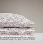 Madison Park Essentials Satin Sheet Set Luxury And Silky With Natural Sheen, Elastic 14' Pocket Fits Up To 16' Mattress, All Around Elastic - Year-Round Bedding, Twin Taupe Leopard 3 Piece
