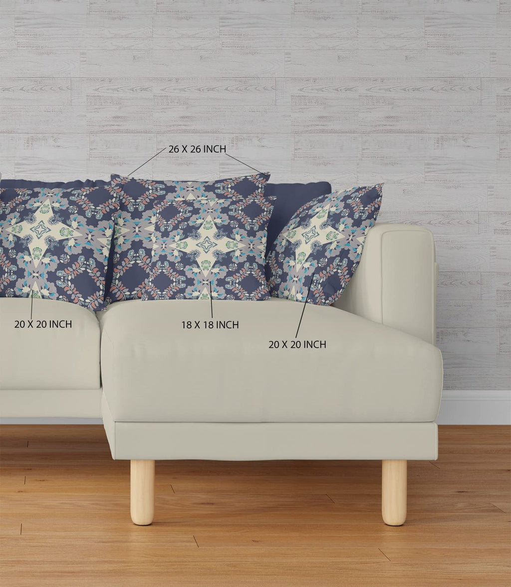 HomeRoots 28' X 28' Blue and Off White Broadcloth Floral Throw Pillow