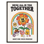 Retro Flower Poster, Groovy Hippie Wall Art, Retro 60S 70S Poster, Positive Quote Wall Art, Cute Room Decor, Cool Wall Decor