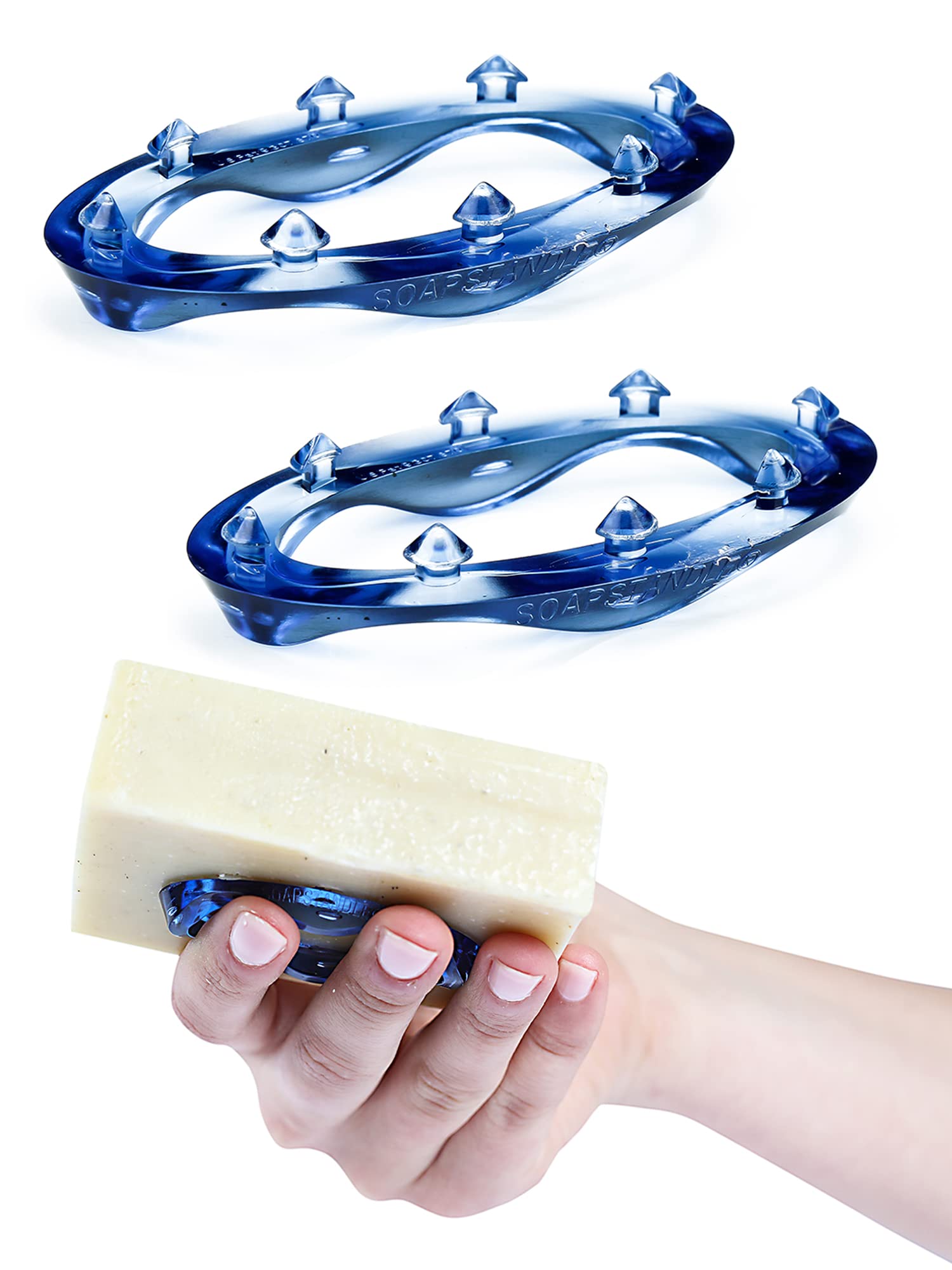 SoapStandle Bar Soap Gripper No Goo or Mess Soap Holder for Bath and Showers 2 Pack, Blue