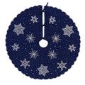Simhomsen Christmas Holiday Embroidered Snowflakes Tree Skirt, Used for 4 to 6 Feet Tree (Navy Blue, Round 34 Inches)