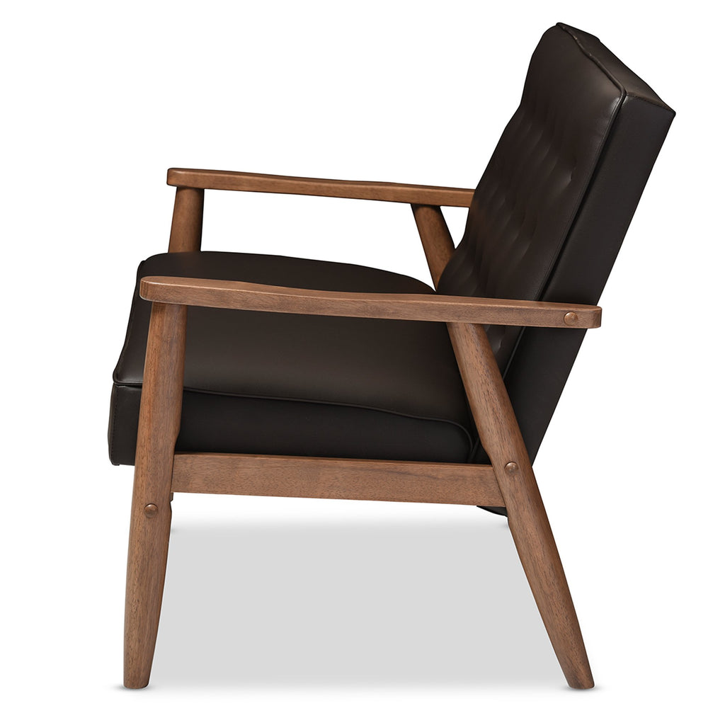 Baxton Studio Sorrento Love Seats, 2 Seater, Brown
