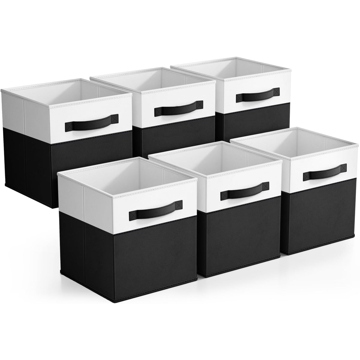 Sorbus Fabric Storage Cubes, 6Pack Foldable Bins (Black)