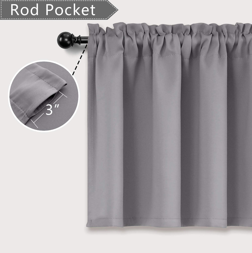 Mrs.Naturall Grey Valance Curtains For Windows 36X16 Inch Length