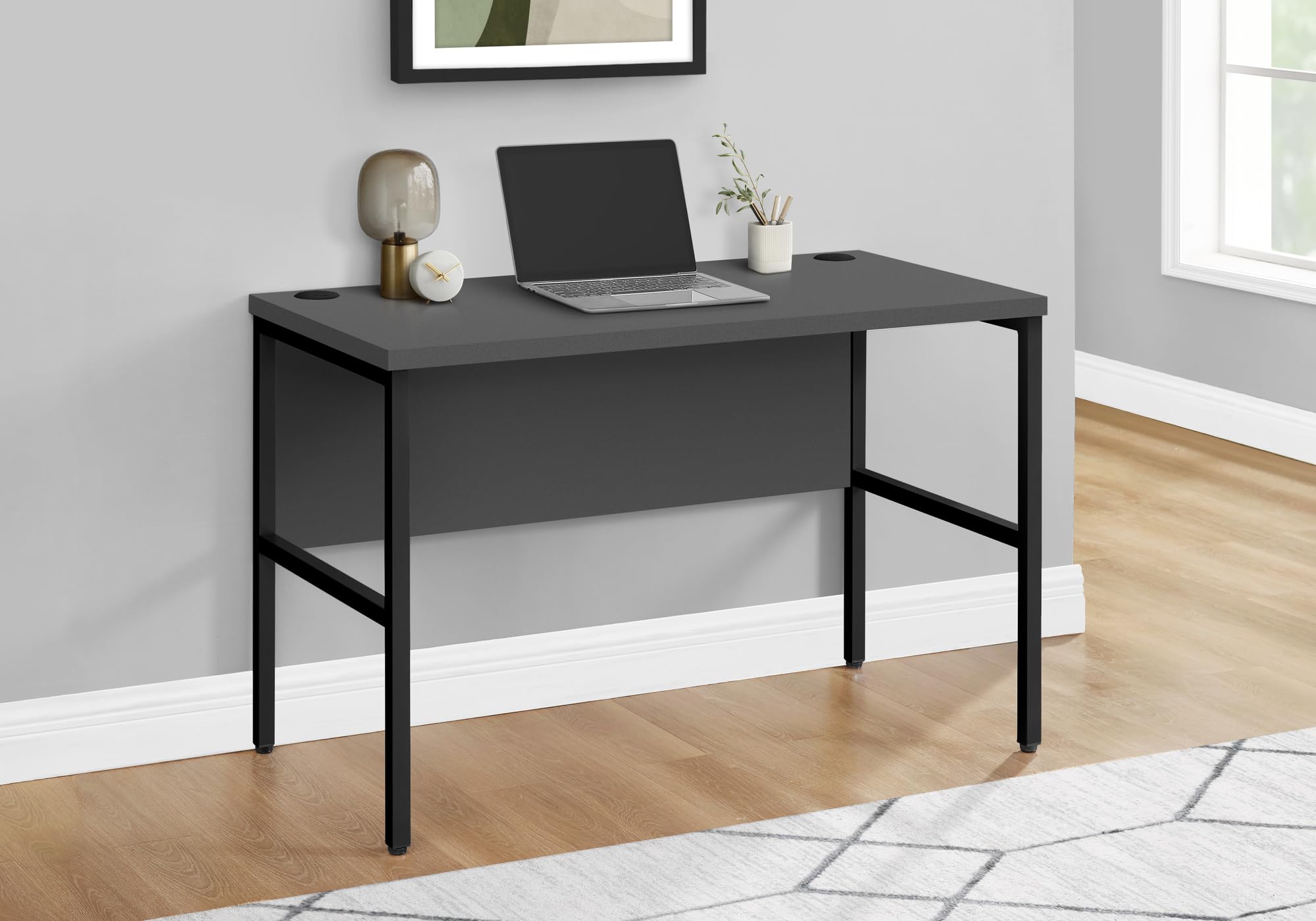 Monarch Specialties 7731, Work, Home Office, Grey Laminate, Metal Computer Desk 48' L Black Commercial Grade, 47.25' L x 23.5' W x 30' H