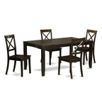 East West Furniture LYBO5-CAP-W Lynfield 5 Piece Dining Set for 4 Includes a Rectangle Kitchen Table with Butterfly Leaf and 4 Dinette Chairs, 36x66 Inch, Cappuccino