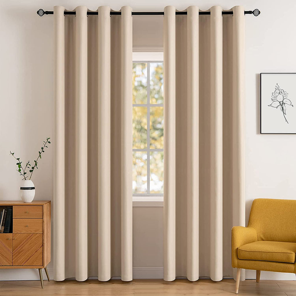 Miulee Blackout Curtains For Bedroom Living Room Thermal Insulated Room Darkening Grommet Top Solid Light Blocking Drapery Set Of 2 Window Panels 52 X 72 Inches Beige