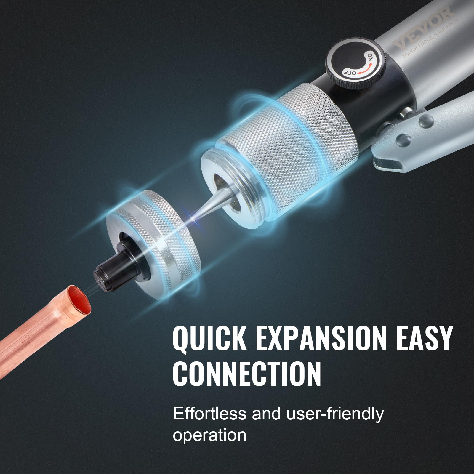VEVOR Hydraulic Tube Expander, 3/8 to 1-1/8 OD, 7 Heads, Deburring Tool, Pipe Cutter for Copper, Aluminum, Brass, Soft