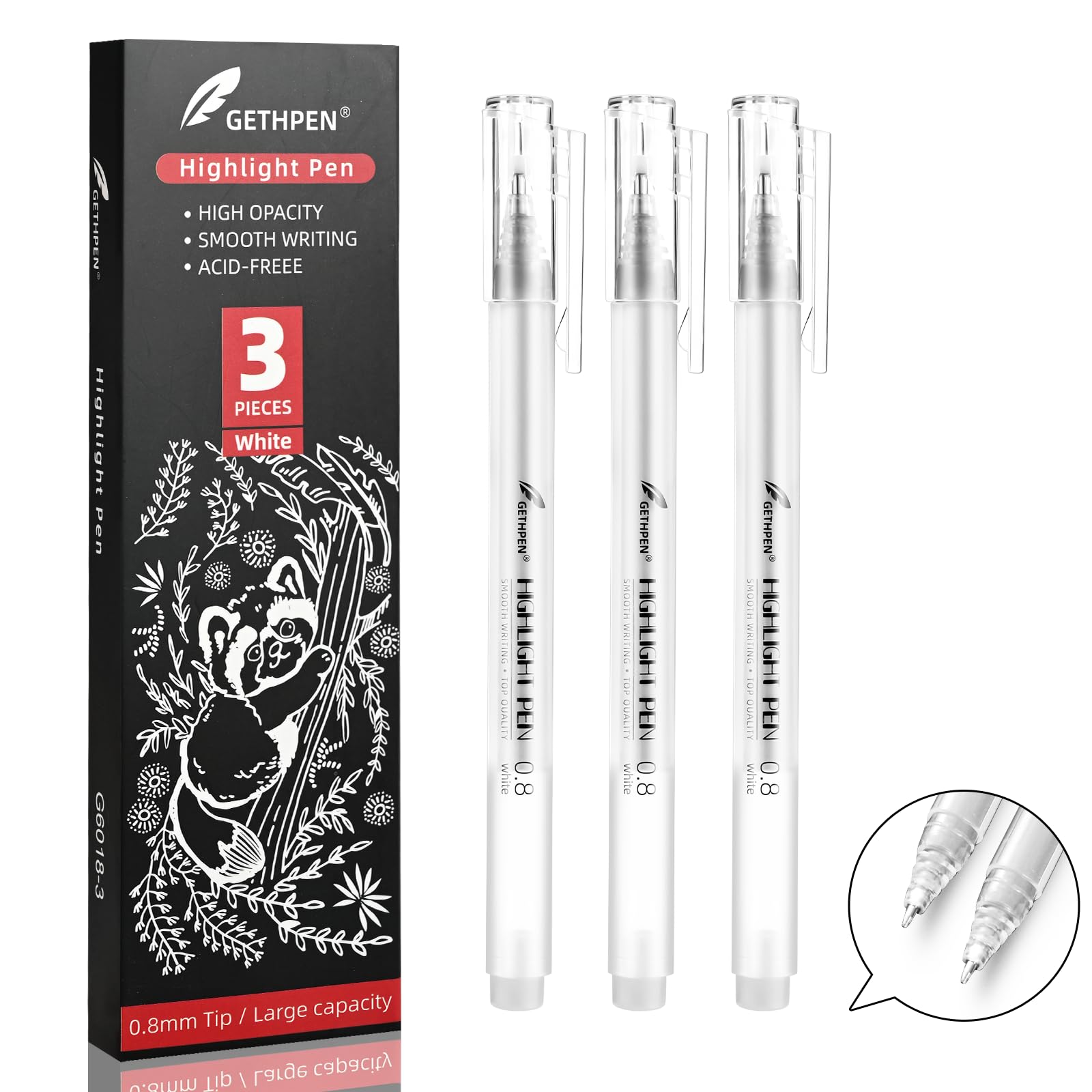 White Pens, 3Pack, White Gel Pens For Artists,0.8Mm Extra Fine Point, White Gel Pen, White Ink Pen, White Pens For Black Paper,